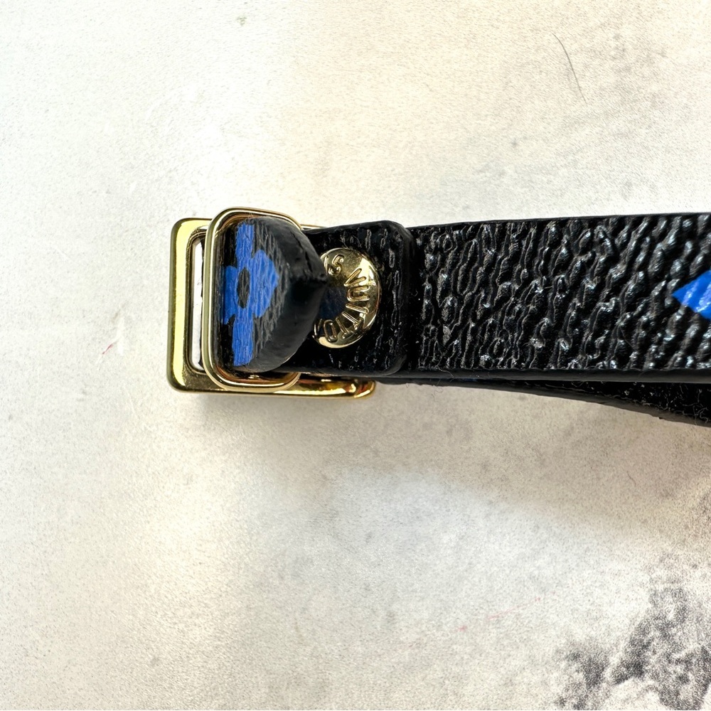 Louis Vuitton Luggage Tag black/blue Monogram Small GHW LV - Picture 7 of 8